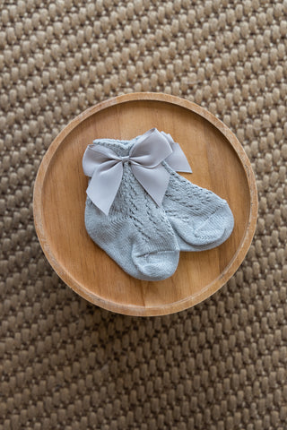 BABY SOCKS | WITH BOW | GREY