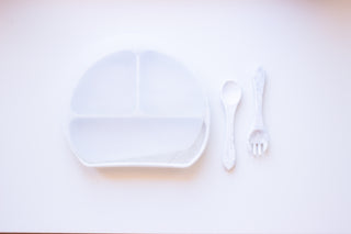 FEEDING | PLATE WITH LID | FORK AND SPOON | MARBLE