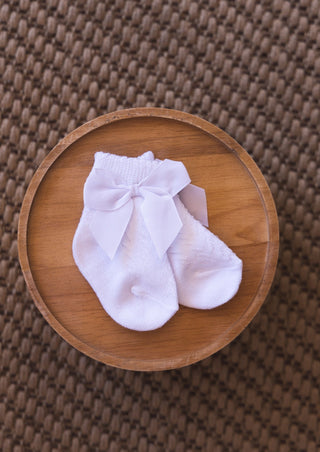 BABY SOCKS | WITH BOW | WHITE
