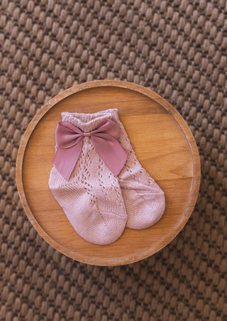 BABY SOCKS | WITH BOW | DUSK PINK