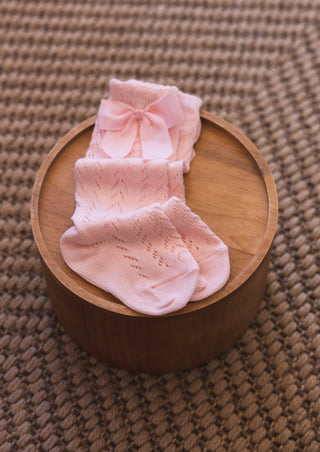 BABY SOCKS | KNEE HIGH PATTERNED | WITH BOW | COTTON CANDY